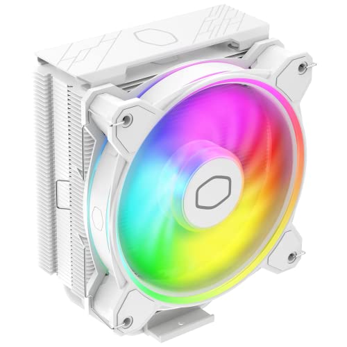 Cooler Master Hyper 212 Halo White CPU Air Cooler, 120 Halo² Fan, Dual Loop ARGB, Aluminum Top Cover, 4 Copper Heat Pipes,154mm Tall, Brackets AMD Ryzen AM5/AM4, Intel LGA1700/1200 (RR-S4WW-20PA-R1) - 212 Halo White