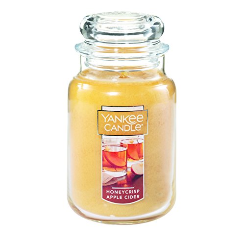 Yankee Candle Honeycrisp Apple Cider Scented, Classic 22oz Large Jar Single Wick Aromatherapy Candle, Over 110 Hours of Burn Time, Apothecary Jar Fall Candle, Autumn Candle Scented for Home - Honeycrisp Apple Cider - Classic Large Jar