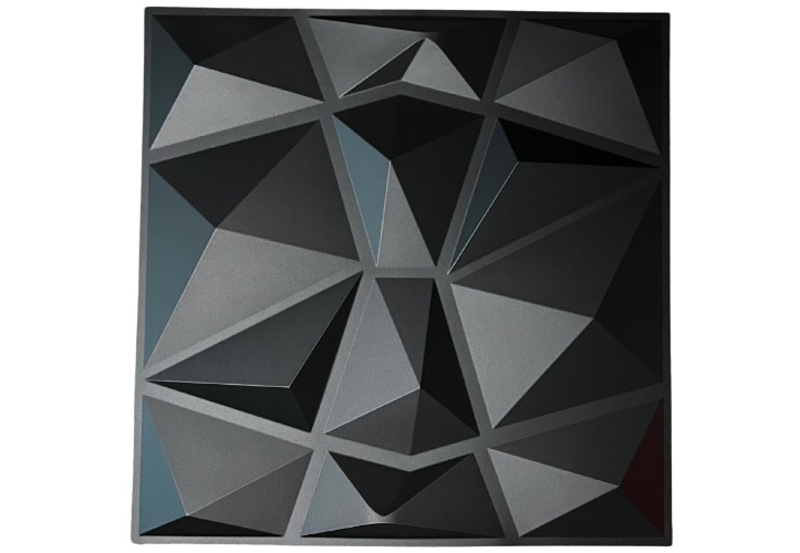 12 Pack - PVC Geometric 3D Wall Panel For Sound Diffusion - Modern 3D Design For Walls And Ceilings - 30x30 cm / Black