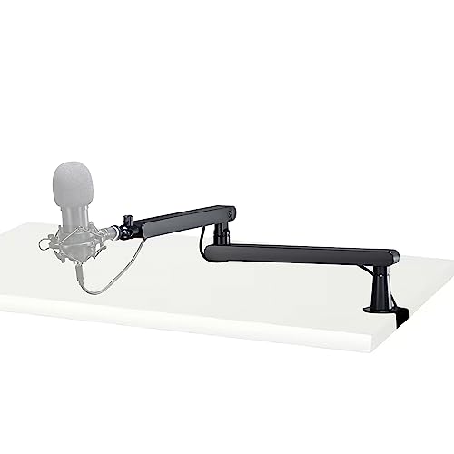 HumanCentric Low Profile Mic Arm, Adjustable Microphone Boom Arm Desk Mount Ideal for Home Office, Podcasts, Streaming, and Gaming, Space Saving Microphone Arm With Cable Channels Fits 3/8 and 5/8