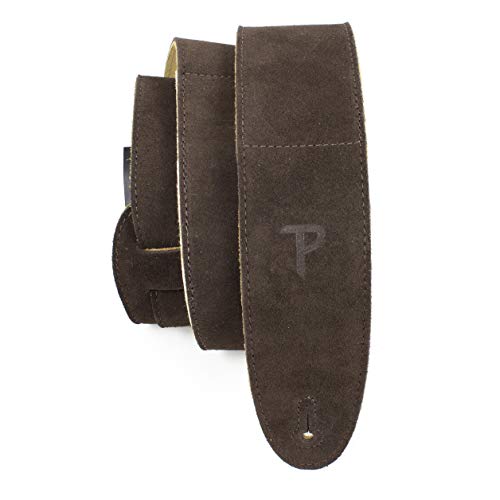 Perri’s Leathers Ltd. - Guitar Strap - Suede - Sheepskin Pad - Brown - Adjustable - For Acoustic/Bass/Electric Guitars – Made in Canada (DL325S-201) - Standard - Brown