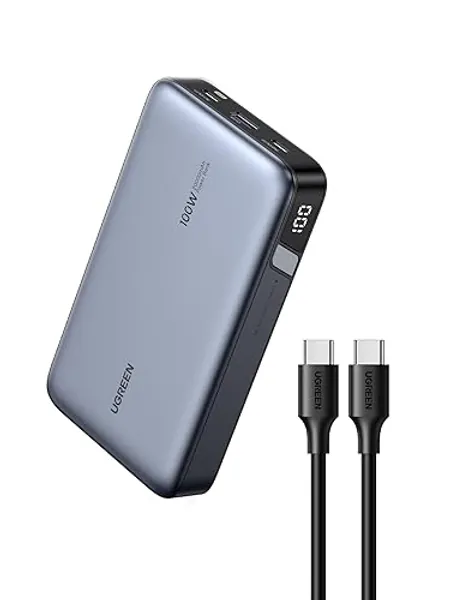 UGREEN 20000mAh 100W Power Bank, Nexode Portable Charger USB C 3-Port PD Fast Charging Battery Pack Digital Display for MacBook, iPad, iPhone 16, Galaxy S24 Ultra, Steam Deck, Dell XPS and More