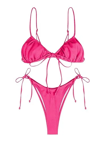 ZAFUL Womens High Cut Thong Bikini Set Swimsuits Cami String Sexy Bathing Suit