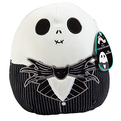 Squishmallows 8-Inch Jack Skellington - Official Jazwares Plush - Nightmare Before Christmas - Collectible Soft & Squishy Stuffed Animal Toy - Add to Your Squad - Gift for Kids, Girls & Boys - Black