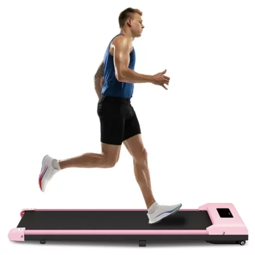 Home Fitness Code Treadmill, Under Desk Treadmill, Ultra Quiet with Remote Control, Walking Jogging for Home/Office Use (Pink)