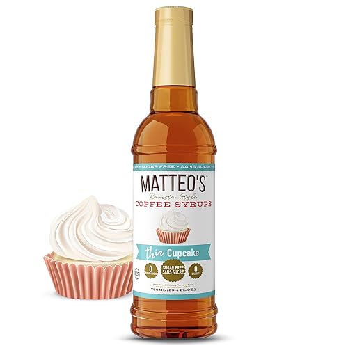 Matteo's Sugar Free Coffee Flavoring Syrup, Cupcake, Delicious Coffee Syrup, 0 Calories, 0 Sugar coffee syrups, Keto Friendly, 25.4 Fl Ounce - 750 ml (Pack of 1)