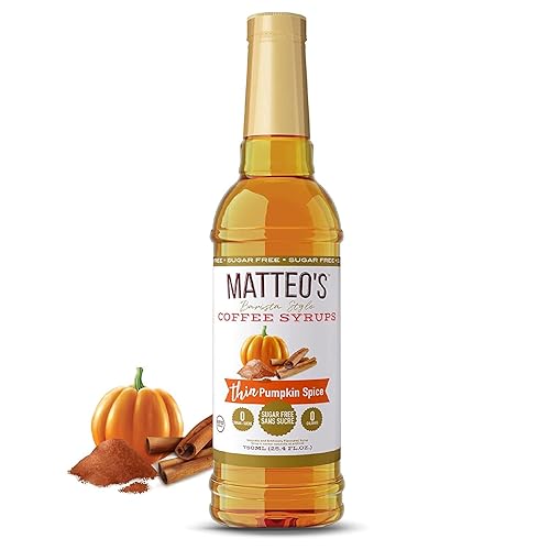 Matteo's Sugar Free Coffee Flavoring Syrup, Pumpkin Spice, Delicious Coffee Syrup, 0 Calories, 0 Sugar coffee syrups, Keto Friendly, 25.4 Fl Ounce - 750 ml (Pack of 1)