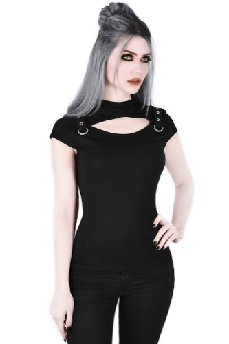 Xara Keyhole Top | XS / Black / 95% Rayon 5% Elastane