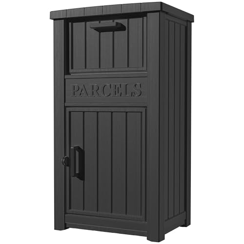 LHBGO Delivery Box for Porch with Lockable Secure Storage Compartment to Keep Packages Safe - Black