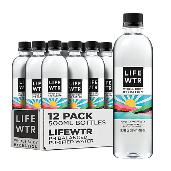 LIFEWTR Premium Purified Water pH Balanced with Electrolytes, 100% recycled plastic bottles, 16.9 Fl Oz Bottles, 500ml (Pack of 12) - Purified Water - 16.9 Fl Oz (Pack of 12)