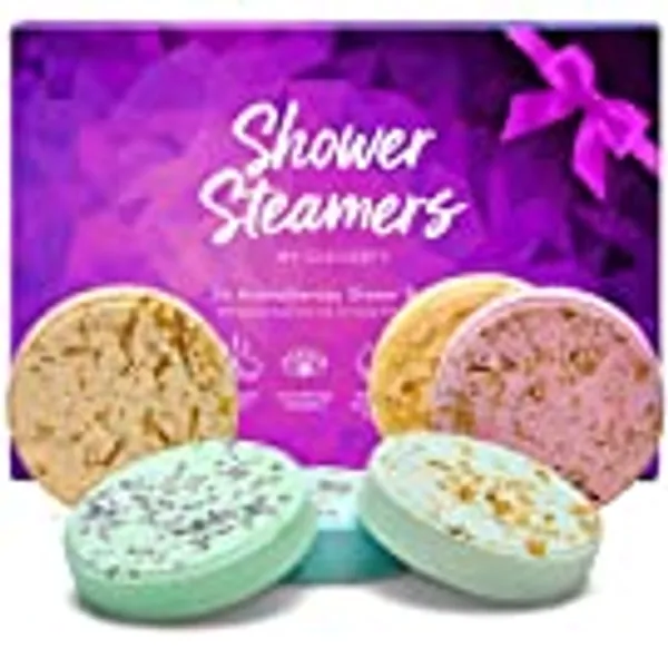 Cleverfy Shower Steamers Aromatherapy - Variety Pack of 6 Shower Bombs with Essential Oils. Self Care and Relaxation Birthday Gifts for Women and Men. Purple Set