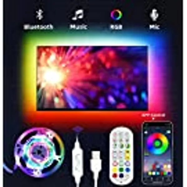 Daymeet LED Lights for TV, 9.8FT Led Backlight TV Lights RGB Led TV Lights for 32-55inch TV USB Led Strip Lights for TV Led Lights Sync with Music Bluetooth APP Control Led Lights for Bedroom