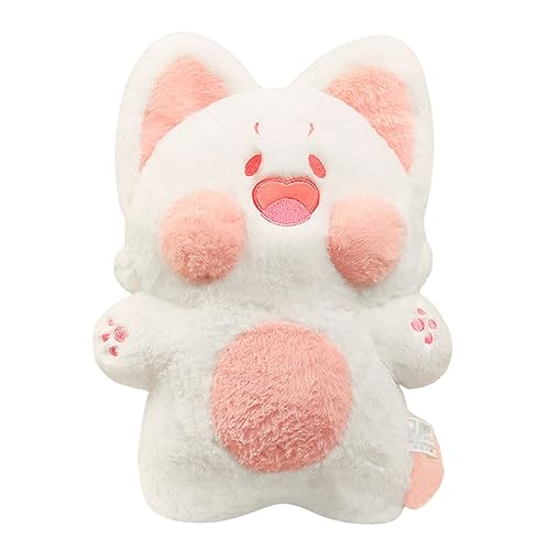PEACHCAT Cute Cat Plush Pillow Kitten Plushie Kawaii Cat Stuffed Animal for Cat Lover Pink 11.8" - Pink - 11.8 inch