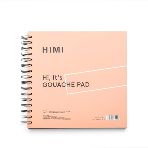 HIMI Gouache Pad 8.5X8.5''(98lb/160g) 50 Sheets Mix Paper Pad, Side Wire Bound, Fine Texture, in Gouache Acrylic Art Pad for Sketching, Ink Sketch Book, Art Supplies Drawing Pad Gift (Pink) - Pink