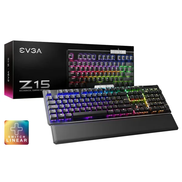 EVGA Teclado Mecánico Gamer Z15 RGB - Switch Kailh Speed Silver- Color Negro - (Español)