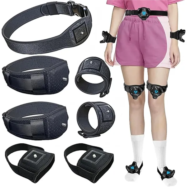 Skywin-VR Tracker Straps for HTC, Vive Tracker Straps, Adjustable Tracker Straps, VR Full Body Tracking, Tracking in Virtual Reality- 1 Waist Belt, 2 Feet, 2 Hand, 2 Leg Bundle (Trackers Not Incl)