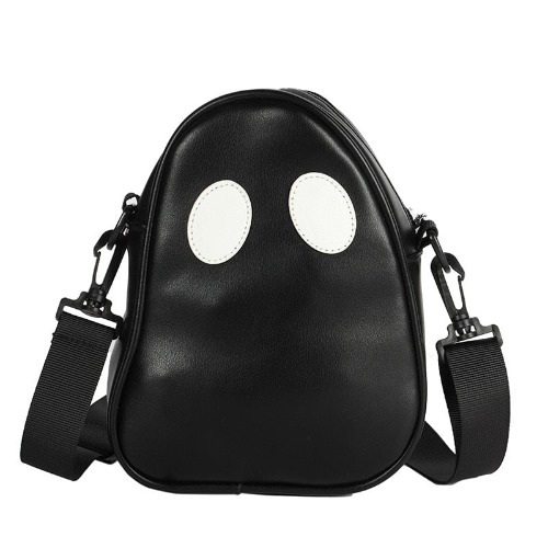 Black and White PU Fake Leather Ghost Bag - Black