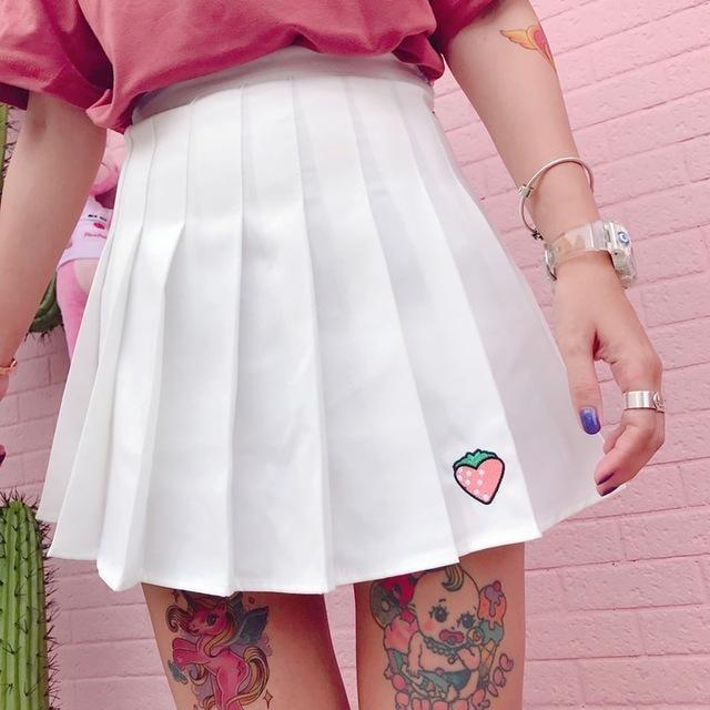 Strawberry Tennis Skirt - White / XL