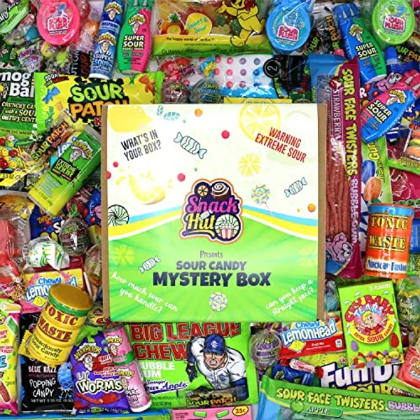 SnackHut Sour Candy Variety Pack Assorted Candy Box - Sour Candy Gift Box - Super Sour Candy - Bulk Sour Candy Assortment - Fun Care Package for Kids, Teens, Adults, or Movie Night
