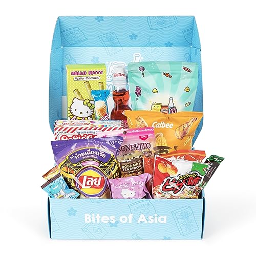 Mashi Box Deluxe Asian Dagashi Snack Box - 55 Pieces - 6 FULL SIZED ITEMS, Comes with Ramune Drink, Asian Noodles, Asian Chips, Asian Candy