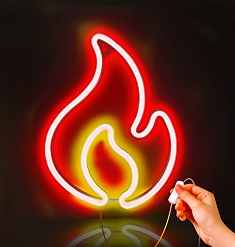 Lumoonosity Flame Neon Sign, Red and Yellow Flame Neon Light with On/Off Switch, Flame Led Light Sign for Wall Decor, Hanging Flame Shaped Light, Fire Neon Lights for Bedroom, Gaming Room Setup - FLAME RED YELLOW