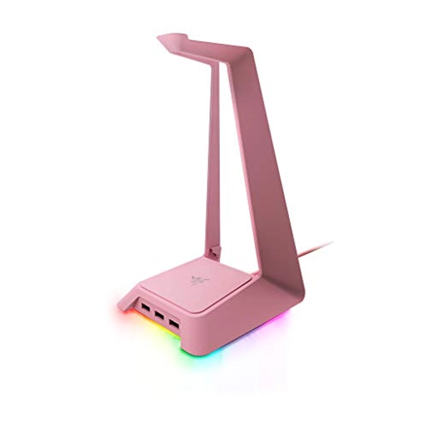 Razer Base Station Chroma Headphone/Headset Stand w/USB Hub: Chroma RGB Lighting - 3X USB 3.0 Ports - Non-Slip Rubber Base - Designed for Gaming Headsets - Quartz Pink
