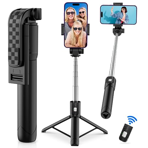 colorlizard Phone Tripod Selfie Stick Tripod for iphone,Bluetooth Remote Selfie Stick Compatible with iPhone, GoPro, Samsung, Android - black