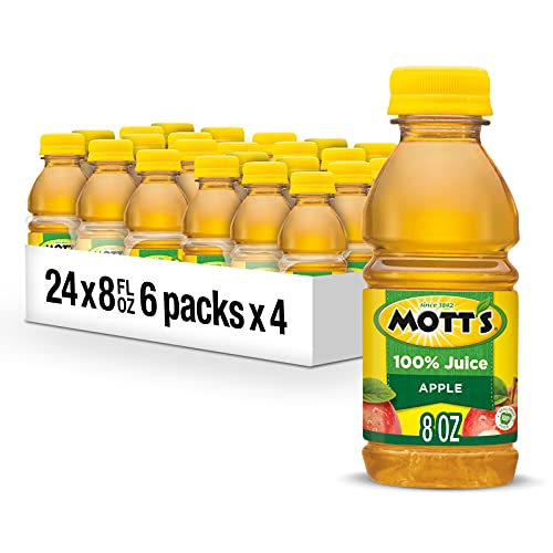 Mott's 100% Original Apple Juice, 8 Fl Oz Bottles, 24 Count (4 Packs Of 6), 2 Servings Of Fruit, 100% Fruit Juice, Gluten-free, Caffeine-free, Kosher, Contains No Artificial Colors Or Sweeteners - Apple - 8 Fl Oz (Pack of 24)