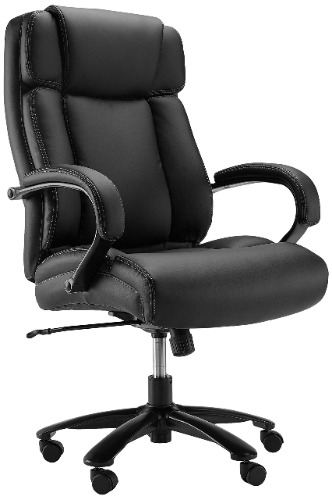 Amazon Basics Big & Tall Adjustable Executive Office Chair - 500-Pound Capacity, Black Faux Leather - Black