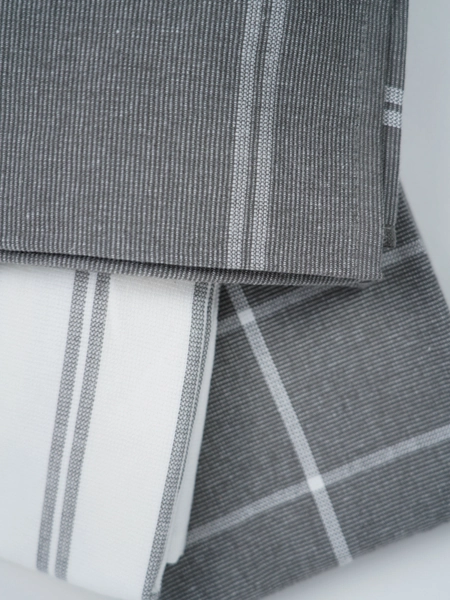 Reversible Kitchen Towel Set of 3 | Charcoal Plaid