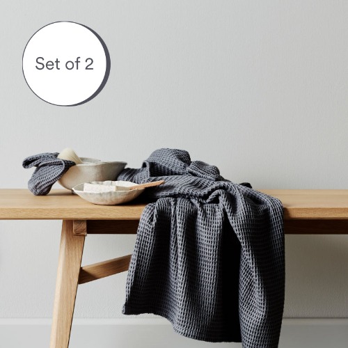 Waffle Towels by ettitude - Slate / Hand Towels