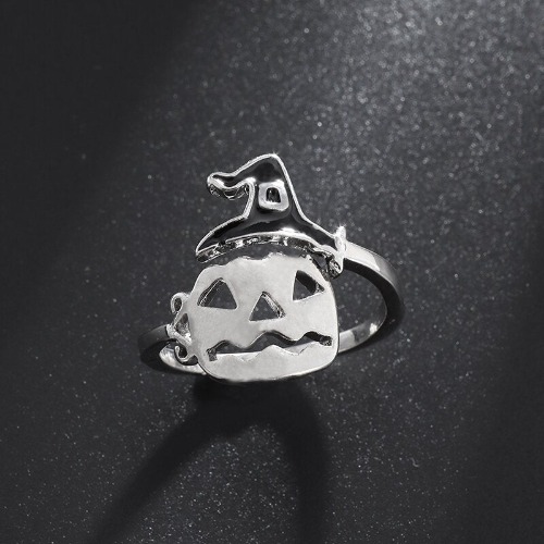 Cute Halloween Pumpkin Ring - Silver