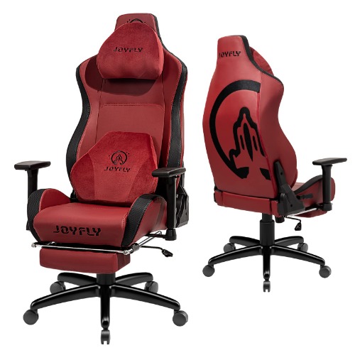 JOYFLY Gamer Chair Big and Tall Gaming Chair for Adults, Gaming Chair with Footrest 450lbs Capacity, High Back Ergonomic Computer Chair with Height Adjustable and PU Leather, 4D Armrests (Red)
