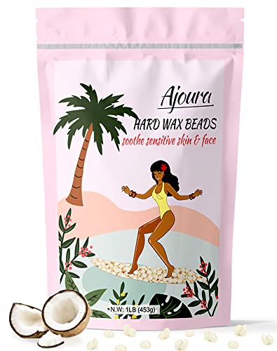 Ajoura 1lb Refill Wax Beans for Hair Removal Kit, Brazilian Coarse Waxing for Bikini, Face, Eyebrow, Back, Chest, Legs, Armpit, At Home Waxing Beads for Women Men - Off-white