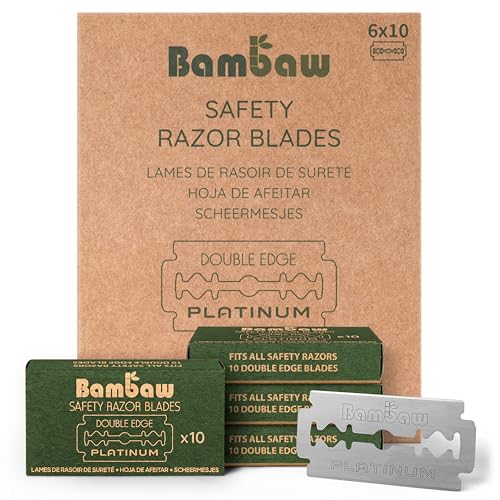 Bambaw – Double Edge Safety Razor Blades, Swedish Stainless Steel Razor Blades Refills – 60 Count - 60 Blades