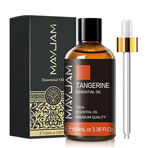 MAYJAM Tangerine Essential Oil, 3.38FL.OZ Pure Essential Oils with Glass Dropper, Large Volume Tangerine Oil, Perfect for Massage, DIY Candle and Soap Making (100ML) - Tangerine - 3.38 Fl Oz (Pack of 1)
