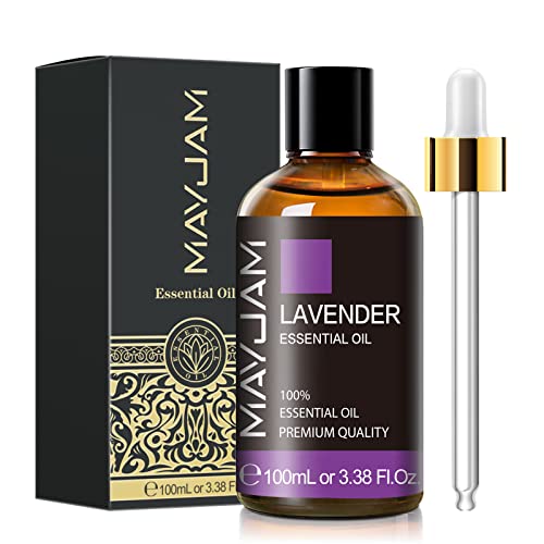 Lavender Essential Oil 100ML, MAYJAM Pure Essential Oils for Diffusers, Massage, Lavender Oil for Soap Candle Making, Huge 3.38FL.OZ Bottle - Lavender - 3.38 Fl Oz (Pack of 1)