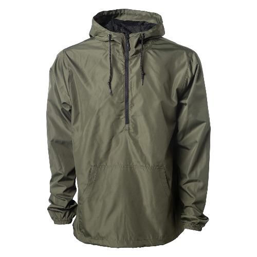 Global Blank Lightweight Windproof Windbreaker Shell, Pullover Half Zip-Up Hoodie Jacket for Men and Women - Army Green XX-Large