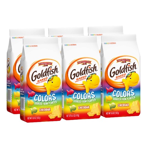 Goldfish Colors Cheddar Crackers, Snack Crackers, 6.6 oz bag (Pack of 6) - Colors Cheddar