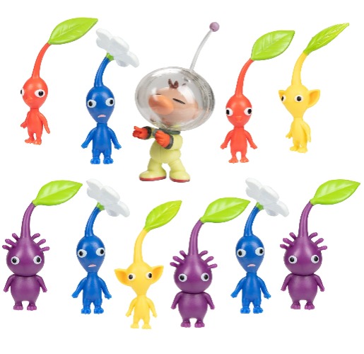 SUPER MARIO Nintendo Captain Olimar & Pikmin Set – Includes 11 Figures - 