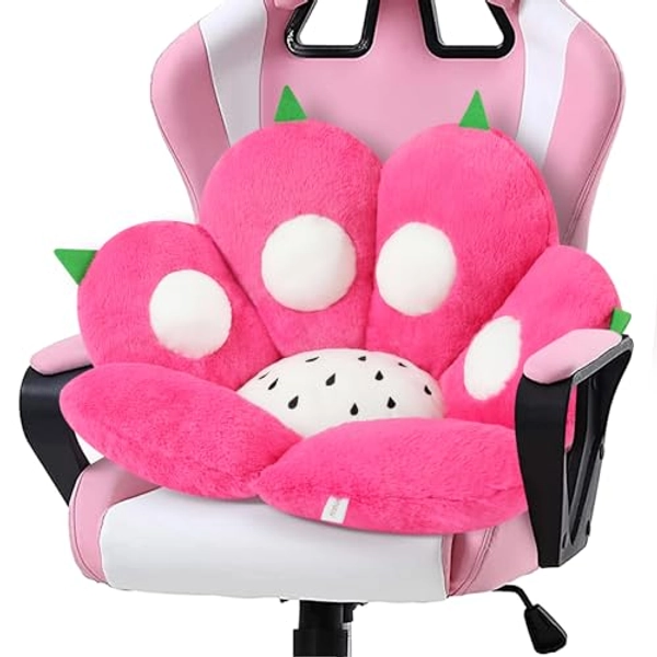 Ditucu Cat Paw Cushion Kawaii Dragon Fruit Chair Cushions 27.5 x 23.6 inch Cute Stuff Seat Pad Comfy Lazy Sofa Office Floor Pillow for Gaming Chairs Room Decor Red