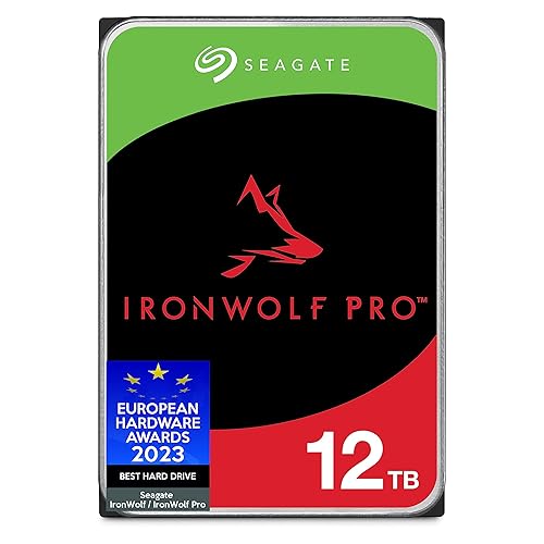 Seagate IronWolf, Pro 12 TB, Enterprise Internal NAS HDD – CMR 3.5 Inch, SATA 6 Gb/s, 7,200 RPM, 256 MB Cache for RAID NAS, Rescue Services - Frustration Free Packaging (ST12000NTZ01) - IronWolf Pro - 12tb