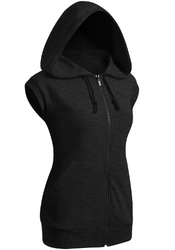 CLOVERY Women's Sleeveless Hoodies Basic Hoodie Zip Up