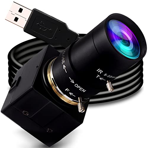 1080P USB Camera with Zoom 5-50mm Webcam Variable Focus PC Camera High Speed Mini UVC USB2.0 USB with Camera for Computer Industrial Video Close-up Camera Zoomable 100fps 60fps Web Camera