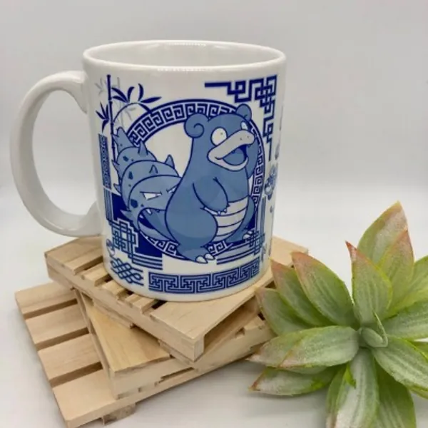 Slowpoke and Slowbro Blue Willow Inspired Mug 11oz Ceramic | Etsy