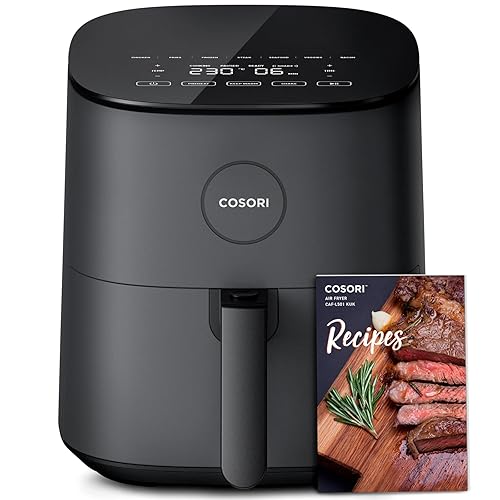 COSORI Air Fryer 4.7L, 9-in-1 Compact Air Fryers Oven, 130+ Recipes(Cookbook & Online), Max 230℃ Setting, Digital Tempered Glass Display, Quiet, 4 Portions, Non-Stick, Dishwasher Safe, 1500W - Compact - 4.7L - Dark Grey