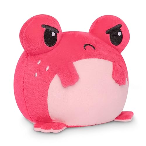TeeTurtle | The Original Reversible Frog Plushie | Patented Design | Sensory Fidget Toy for Stress Relief | Happy + Angry Strawberry | Show Your Mood Without Saying a Word! Small - Strawberry Frog