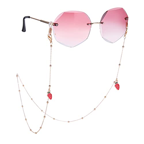 LIKGREAT Eyeglass Chain for Women Face Mask Link Chains Sunglass Strap Holder KC Gold Plated - Strawberry
