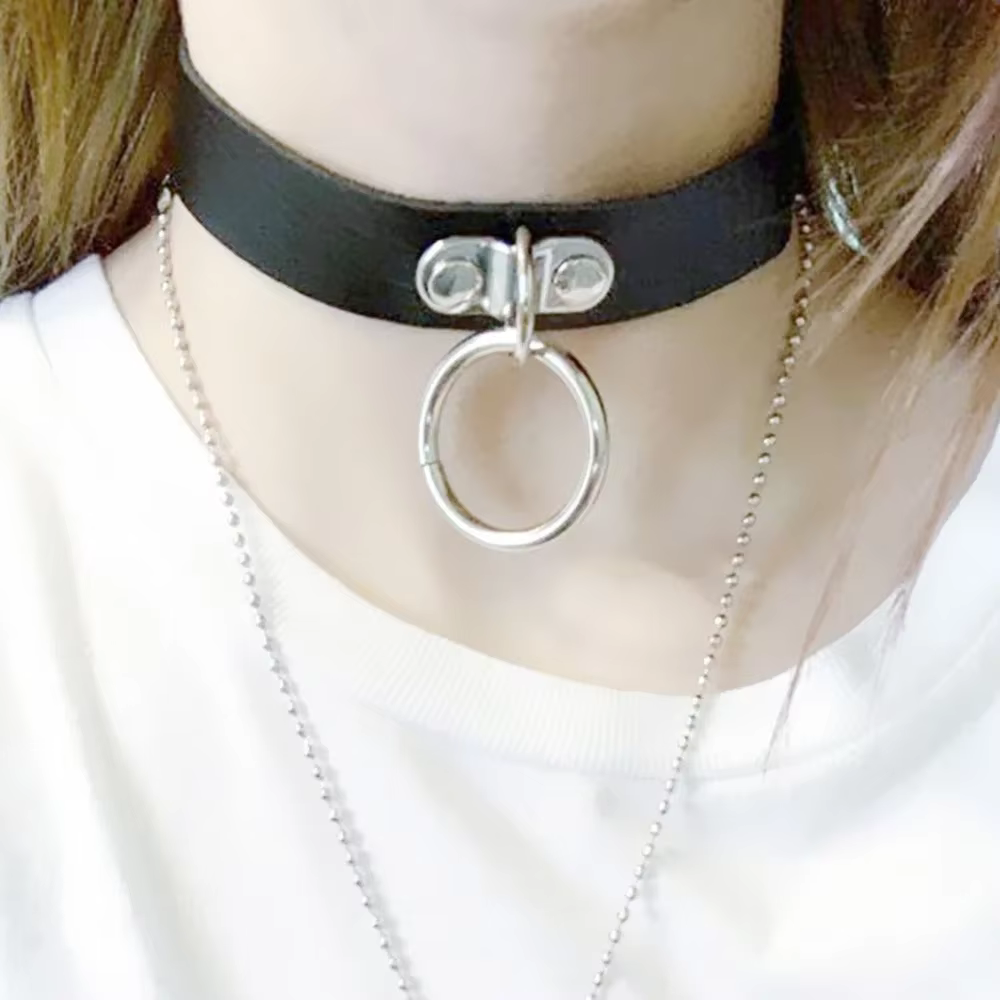 Rock Sexy Cool Gothic Collar Steampunk Necklace Women Men Chokers Leather Goth Punk Choker Necklace Round Loop Chunky Necklace - AliExpress 36