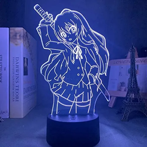 Anime Waifu Taiga Aisaka Toradora lamp Cool 3D Illusion Night Lamp Home Room Decor Upward Lighting Acrylic LED Light Xmas Gift Otaku Glow Desktop Lamps (16 Color with Remote) - - Amazon.com